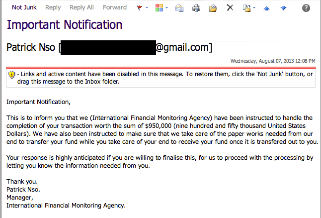 Phishing email